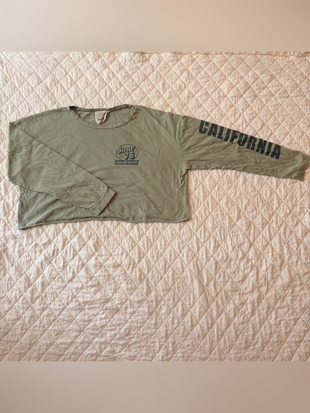 french pastry Olive Green Surf 76 Malibu Beach Graphic Tee